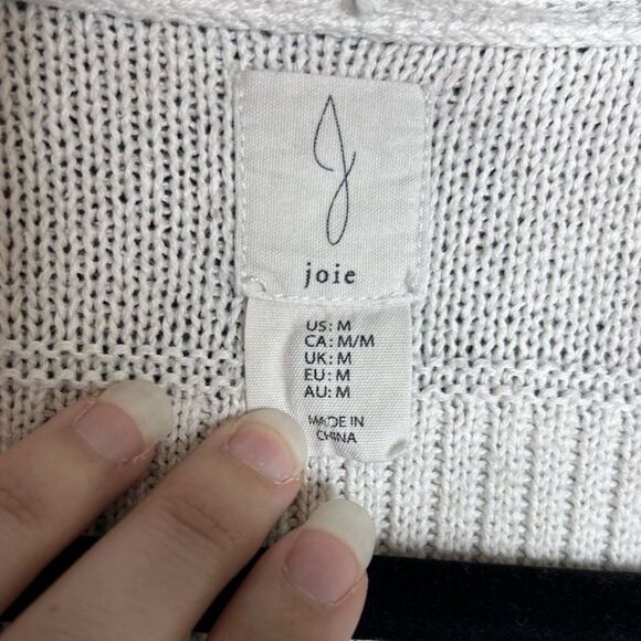 Joie Women's Corley Pointelle Knit Open Front Long Crochet Cardigan Sweater - M - Picture 5 of 6